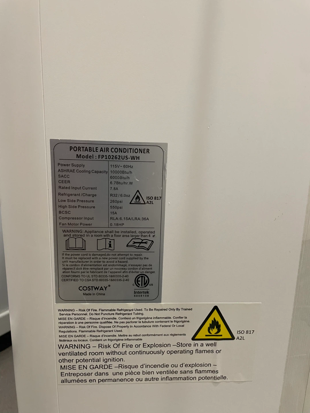 Costway Portable Air Conditioner - photo 2
