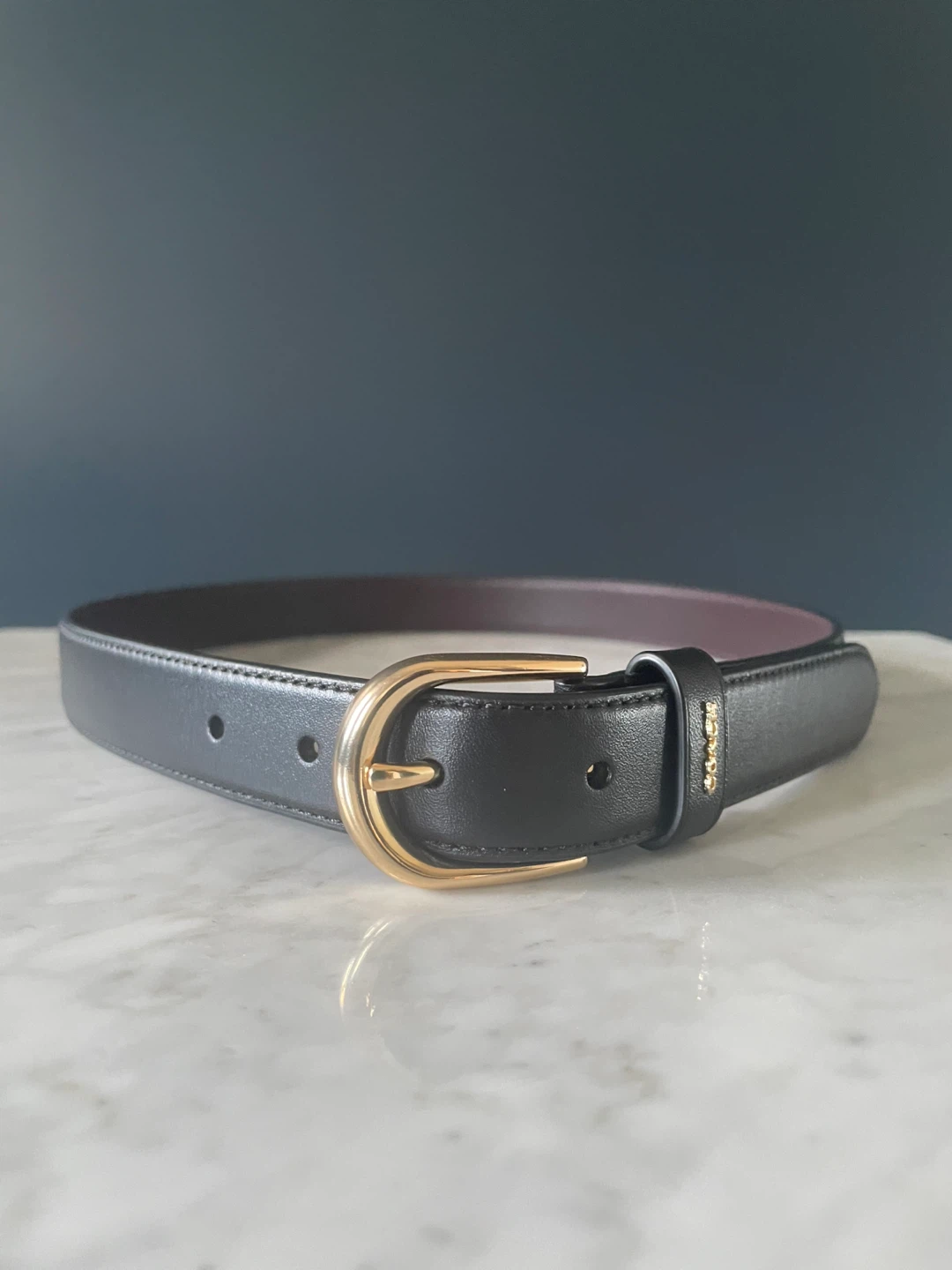 Coach Classic Belt in Black/Gold, Size Small (Like New)