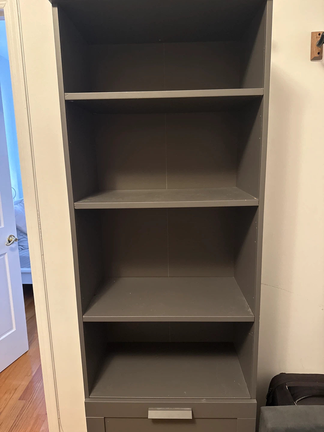 Gray Tall Bookshelf with Drawers - photo 2