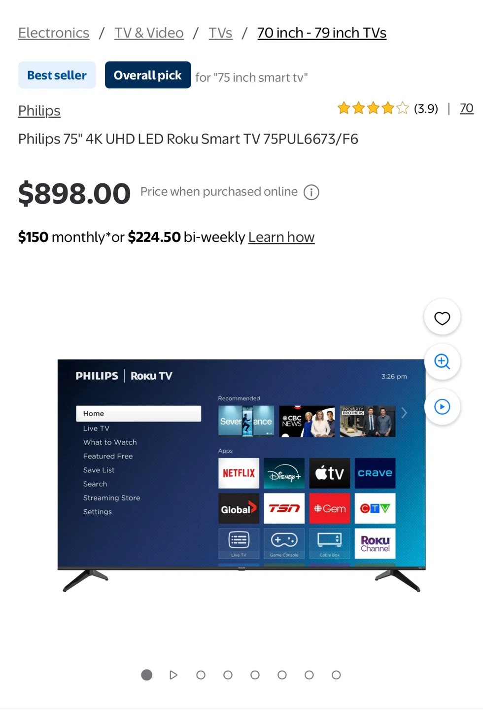 Phillips 75” TV (Brand New - Never Used) for sale