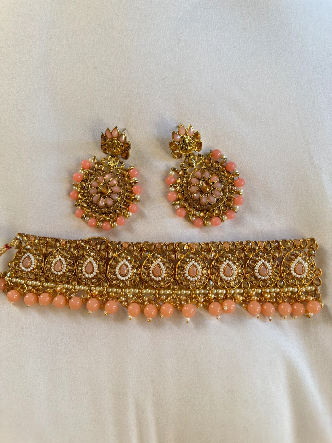 Gold & Pink Polki Choker Set