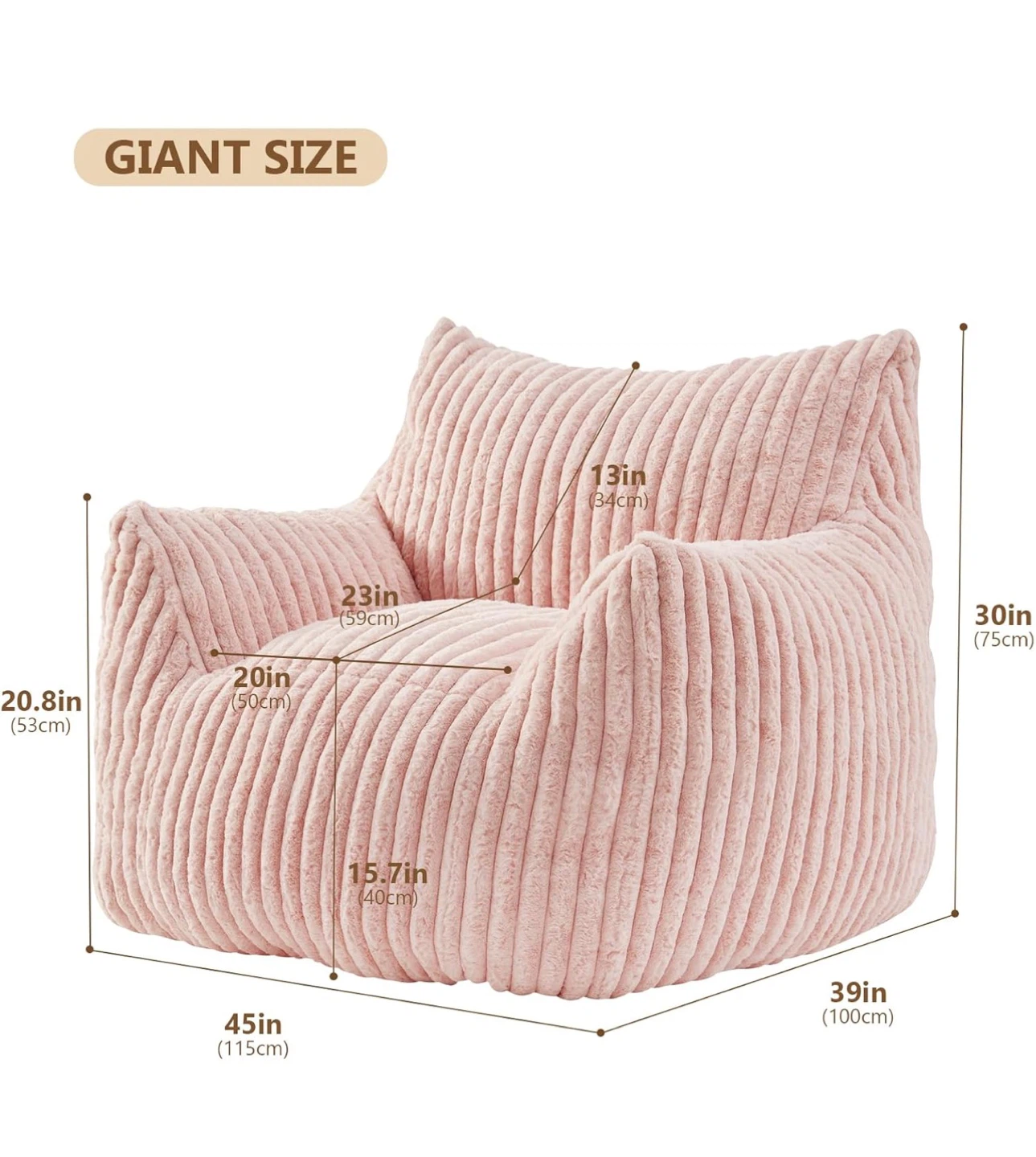 Giant Pink Faux Fur Bean Bag Chair