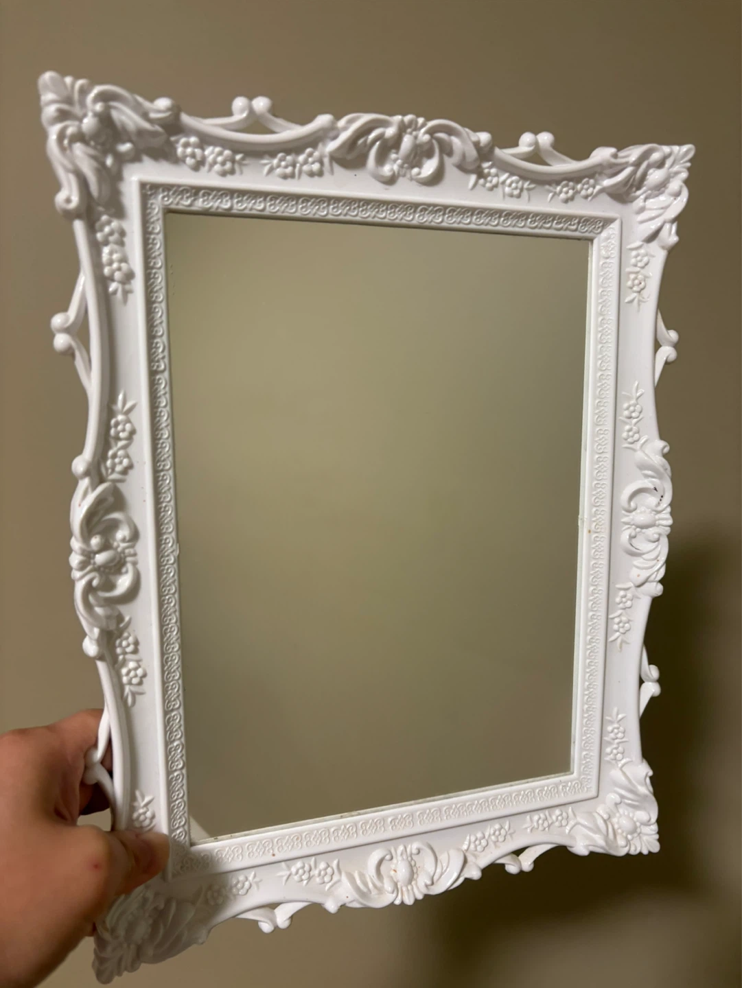 White Ornate Tabletop Mirror