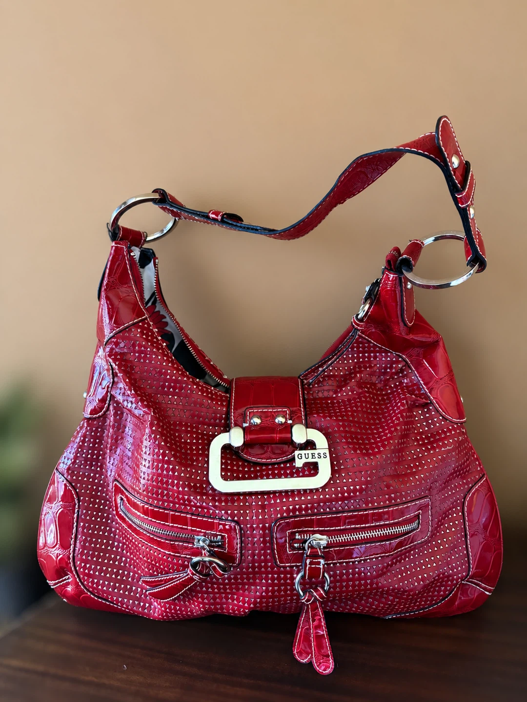 Y2K Red Guess Hobo Bag