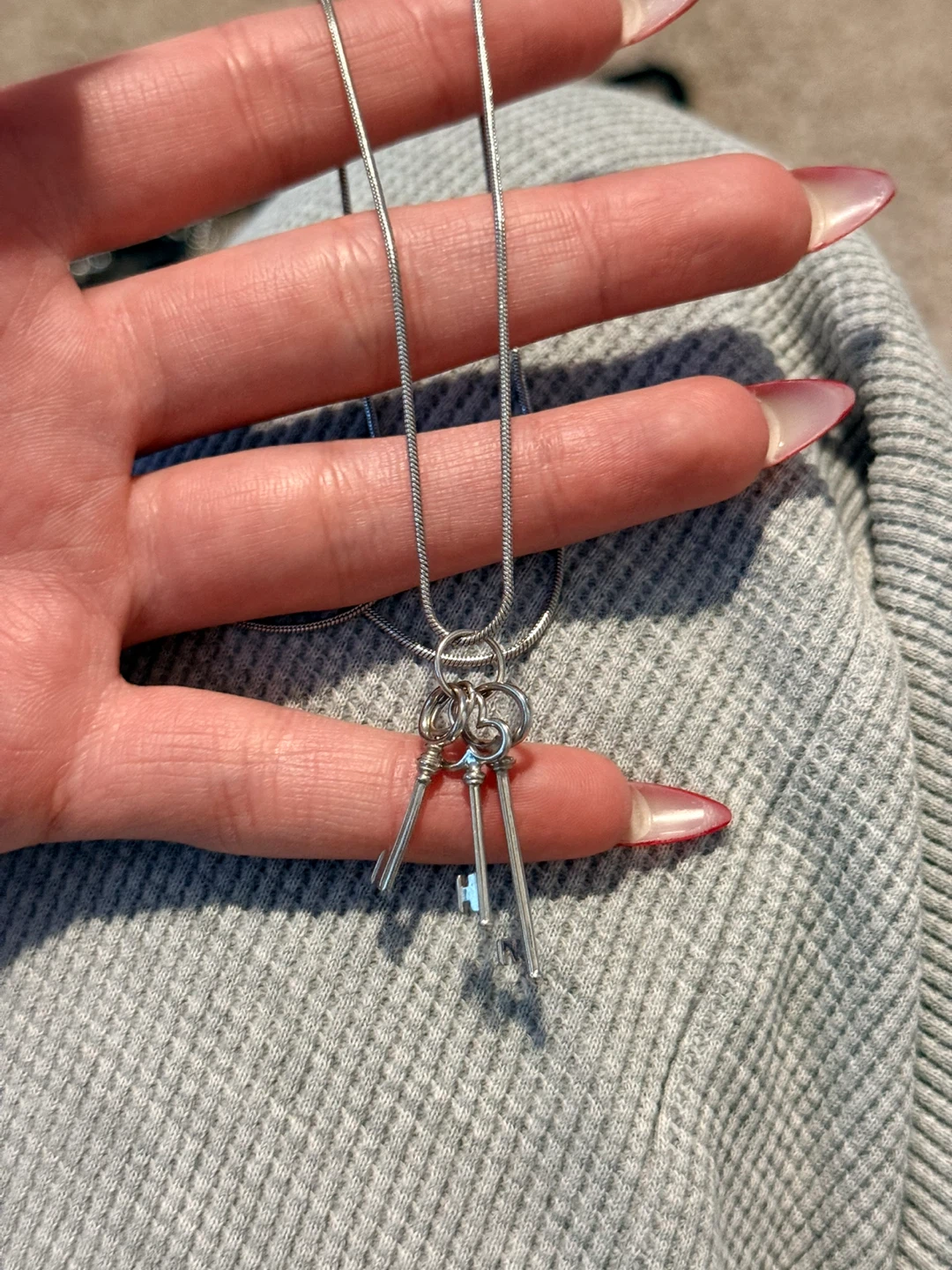 Silver Necklace with Key Charms