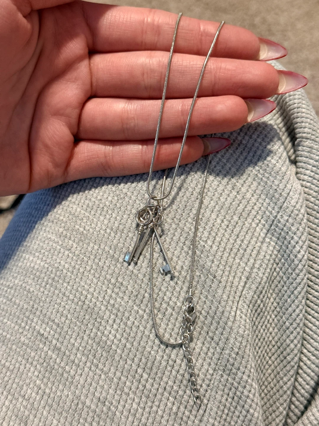 Silver Necklace with Key Charms - photo 2