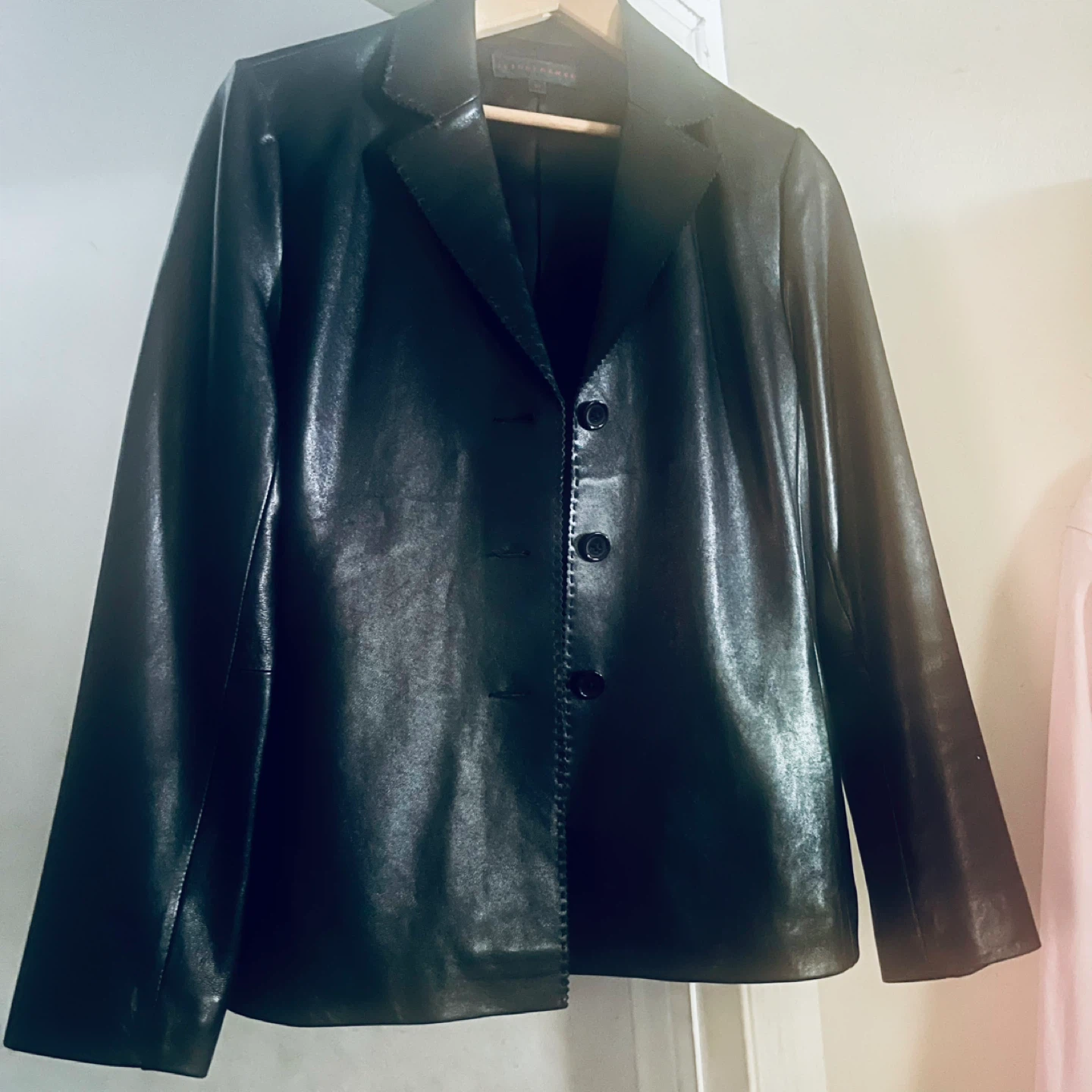 JEANNE Beker  Black Leather Lined Blazer