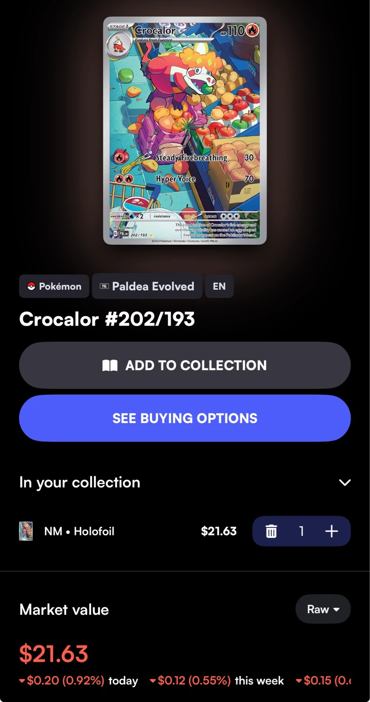 Pokemon Crocalor #202/193 Holofoil Card