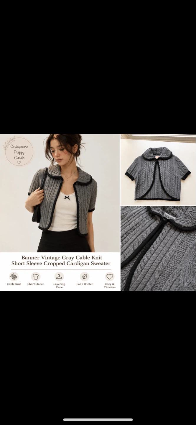 Banned Apparel Grey Cable Knit Cardigan Sweater