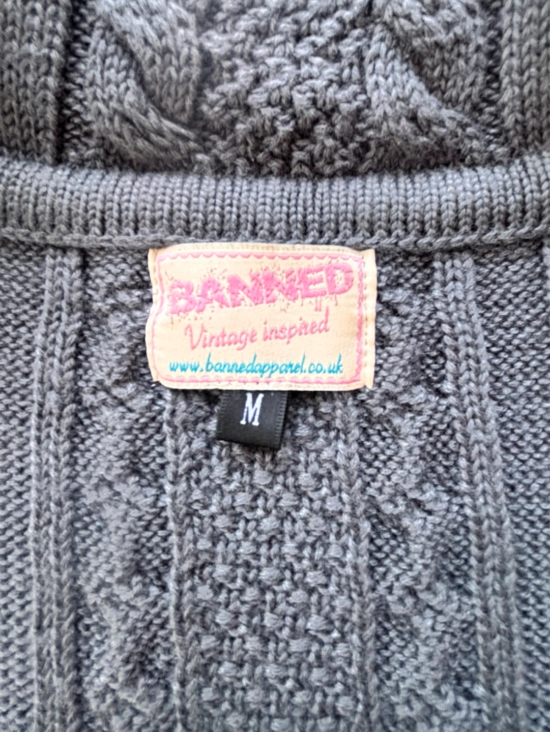 Banned Apparel Grey Cable Knit Cardigan Sweater - photo 3