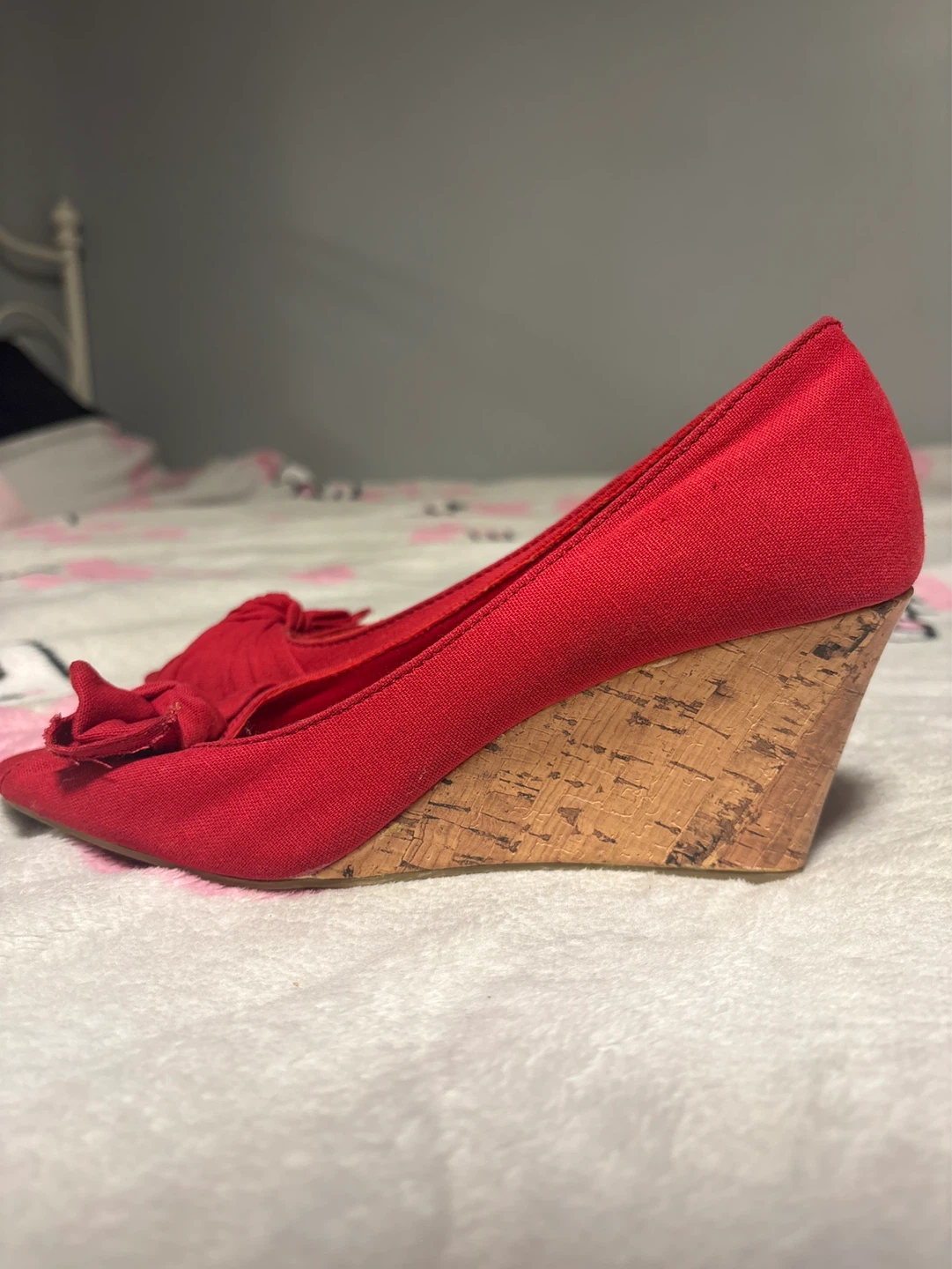 Vintage American Eagle Wedge Heels Red Women's Shoes - photo 2