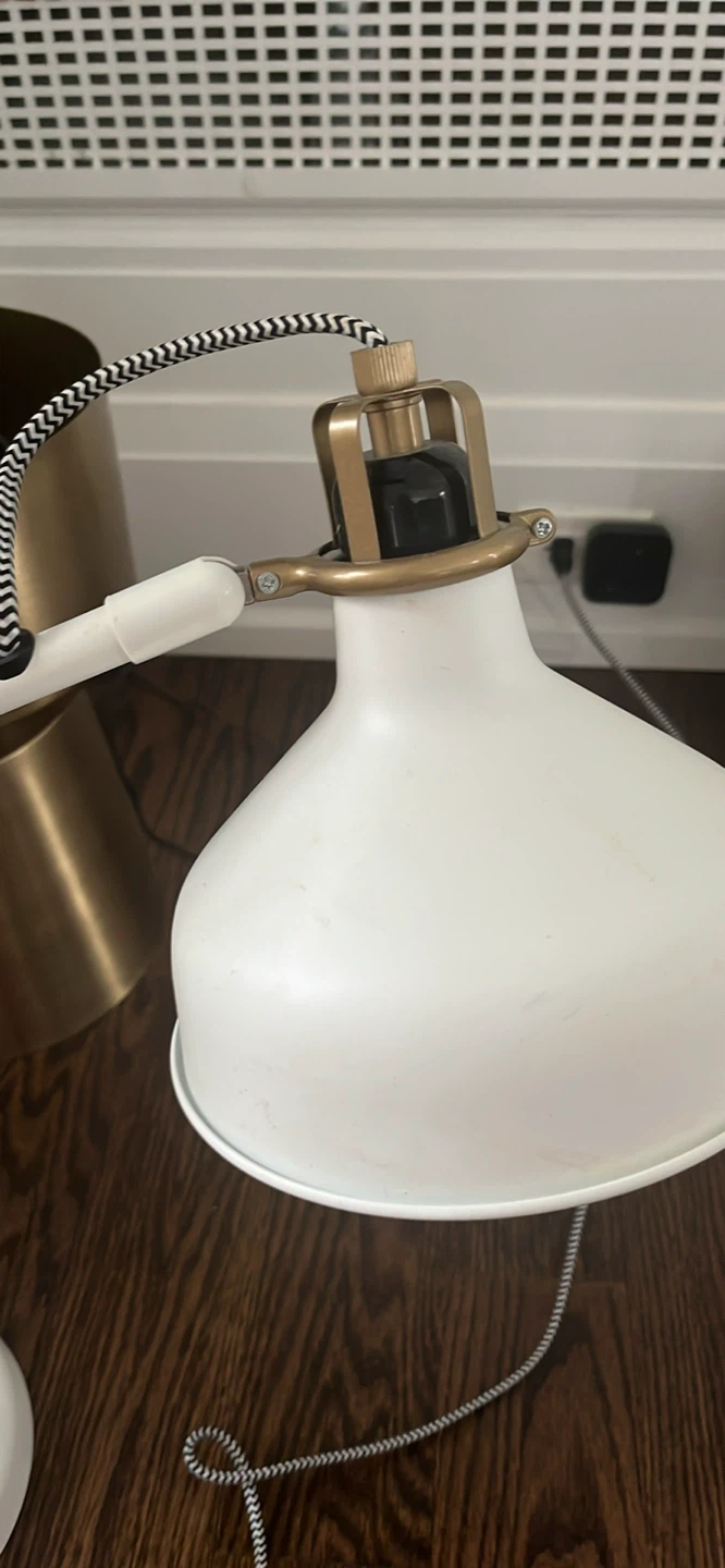 White Adjustable Desk Lamp with Gold Accents