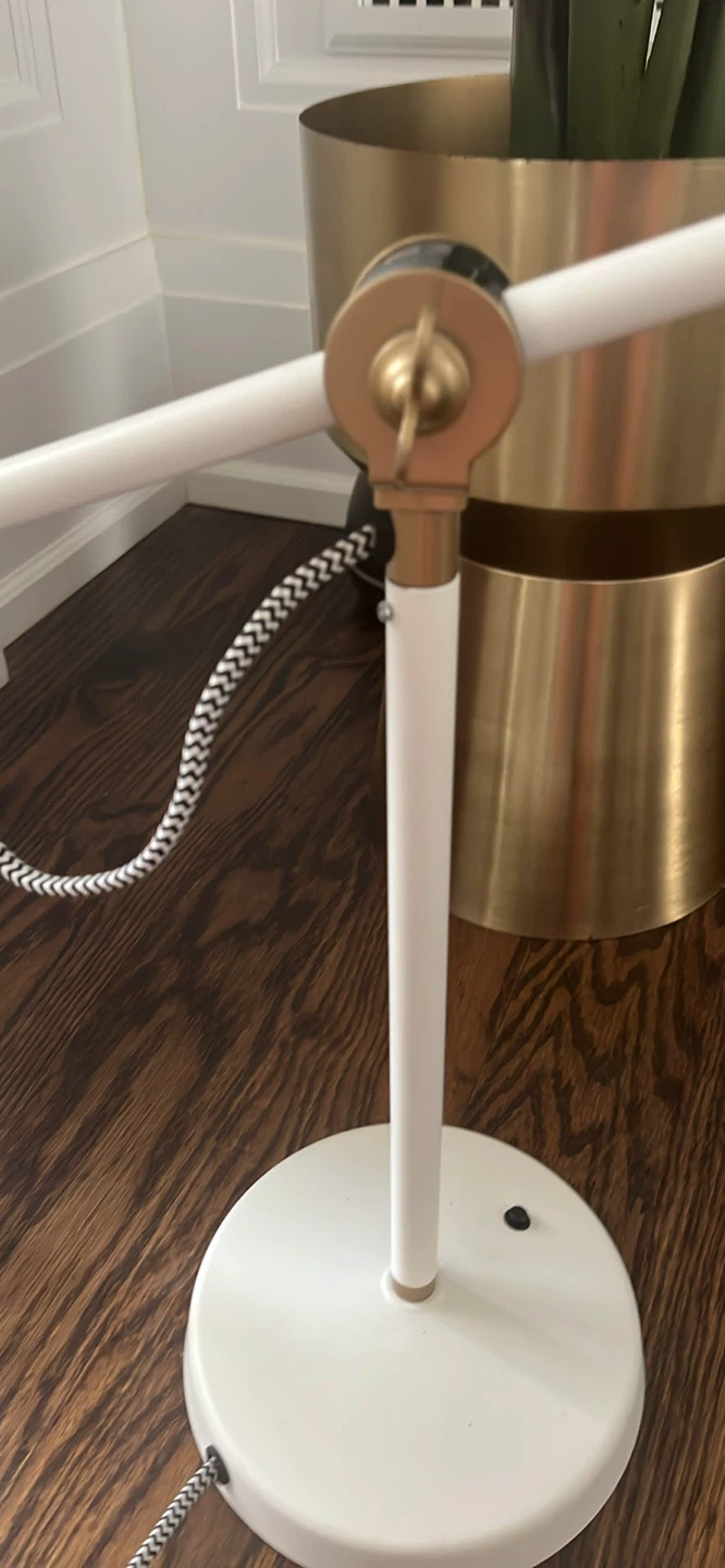 White Adjustable Desk Lamp with Gold Accents - photo 2