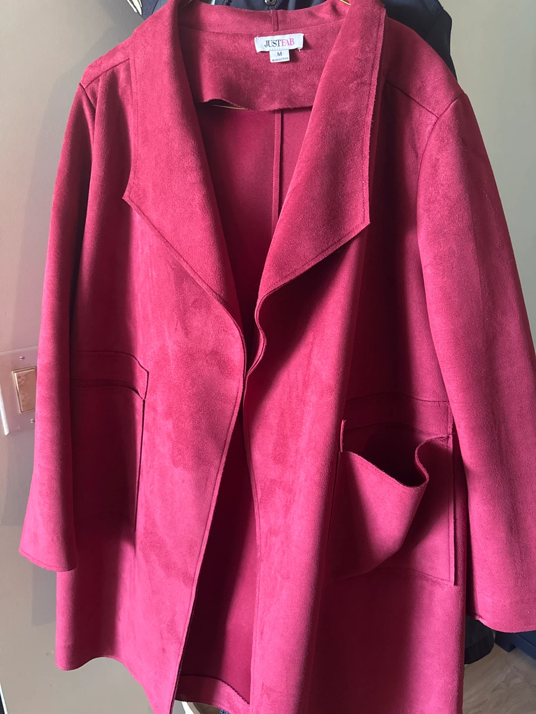 JUSTFAB Suede-Like Blazer Jacket - Magenta