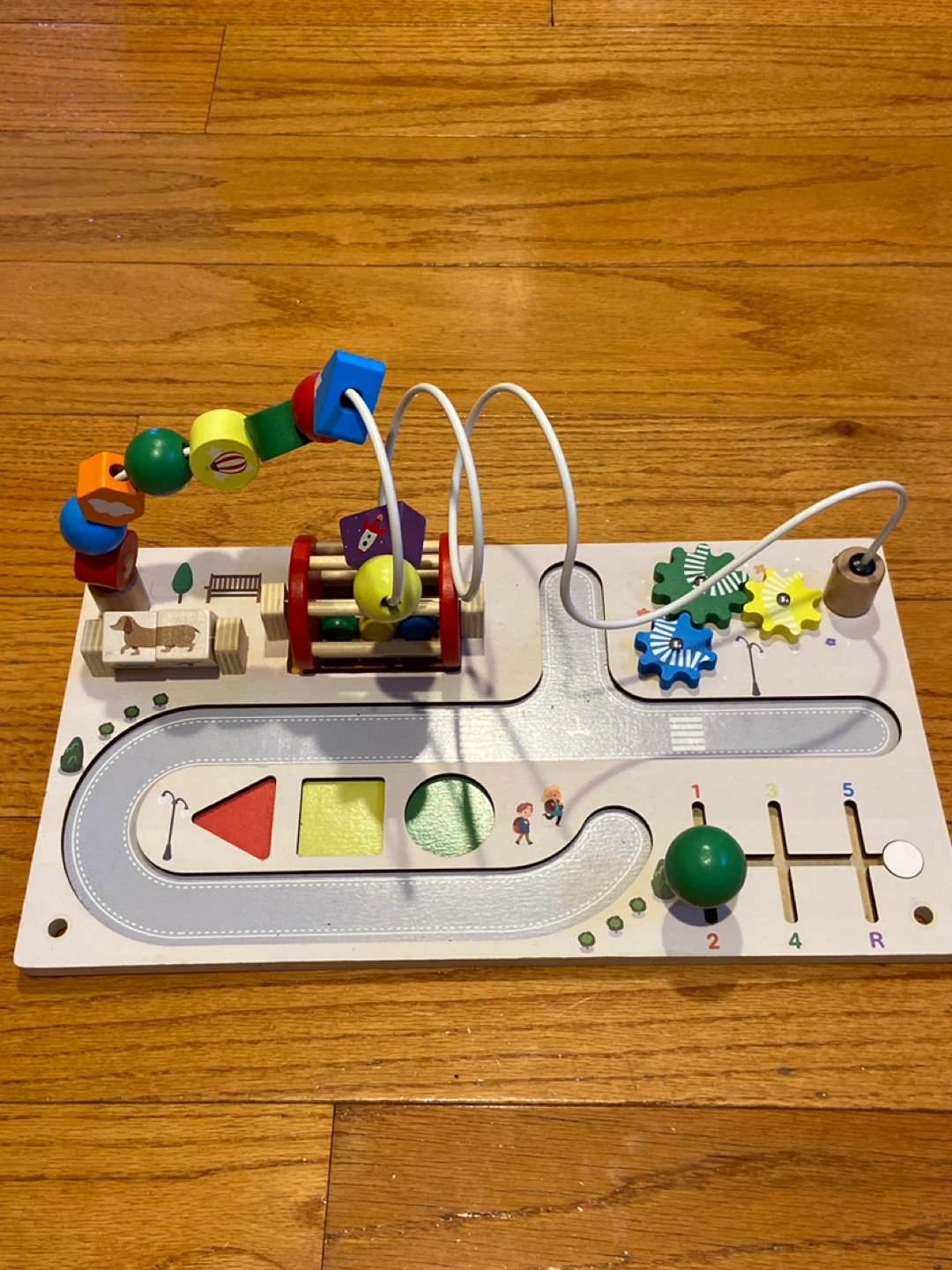 Wooden Activity Board with Bead Maze and Gears