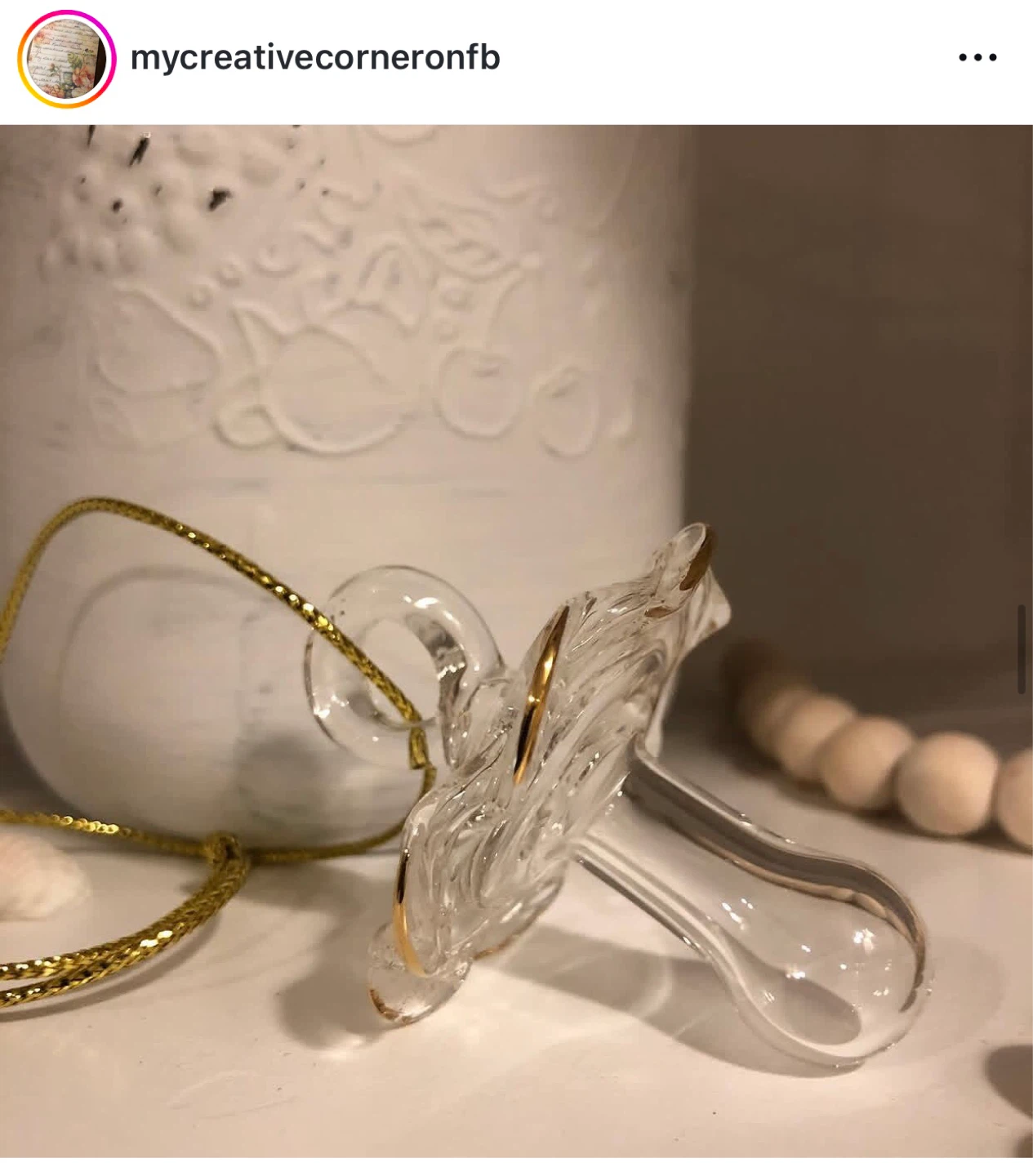 Blown glass pacifier ornament