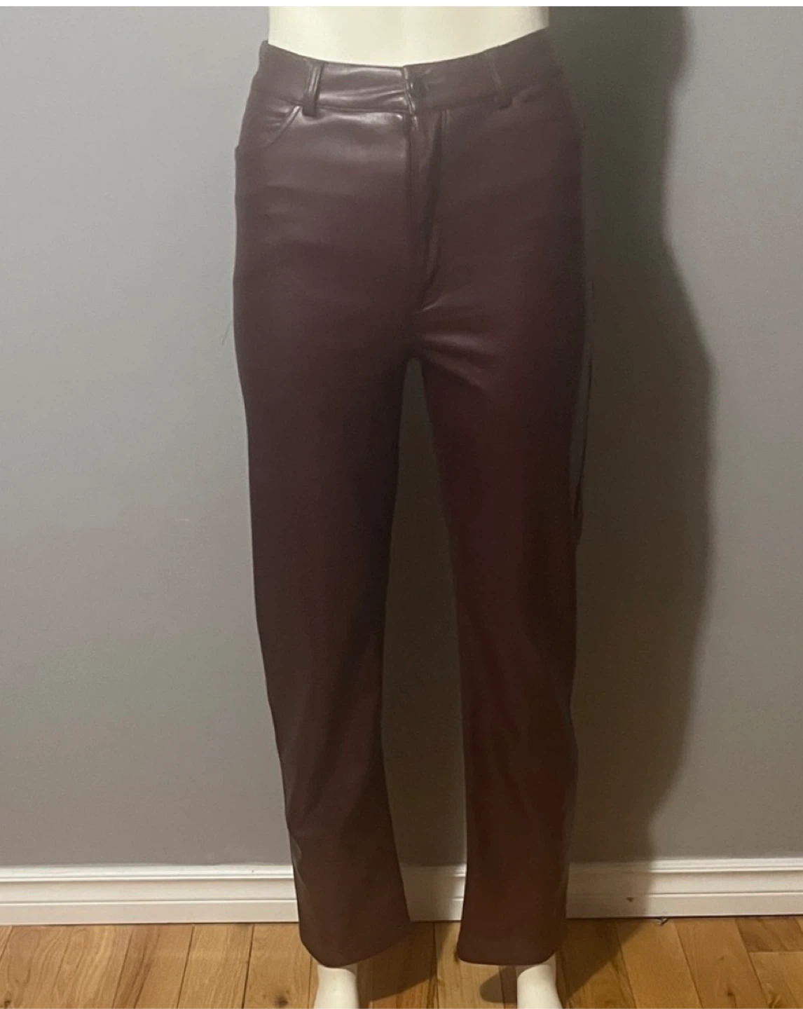 Dynamite Burgundy Faux Leather Pants Size 2 - photo 2