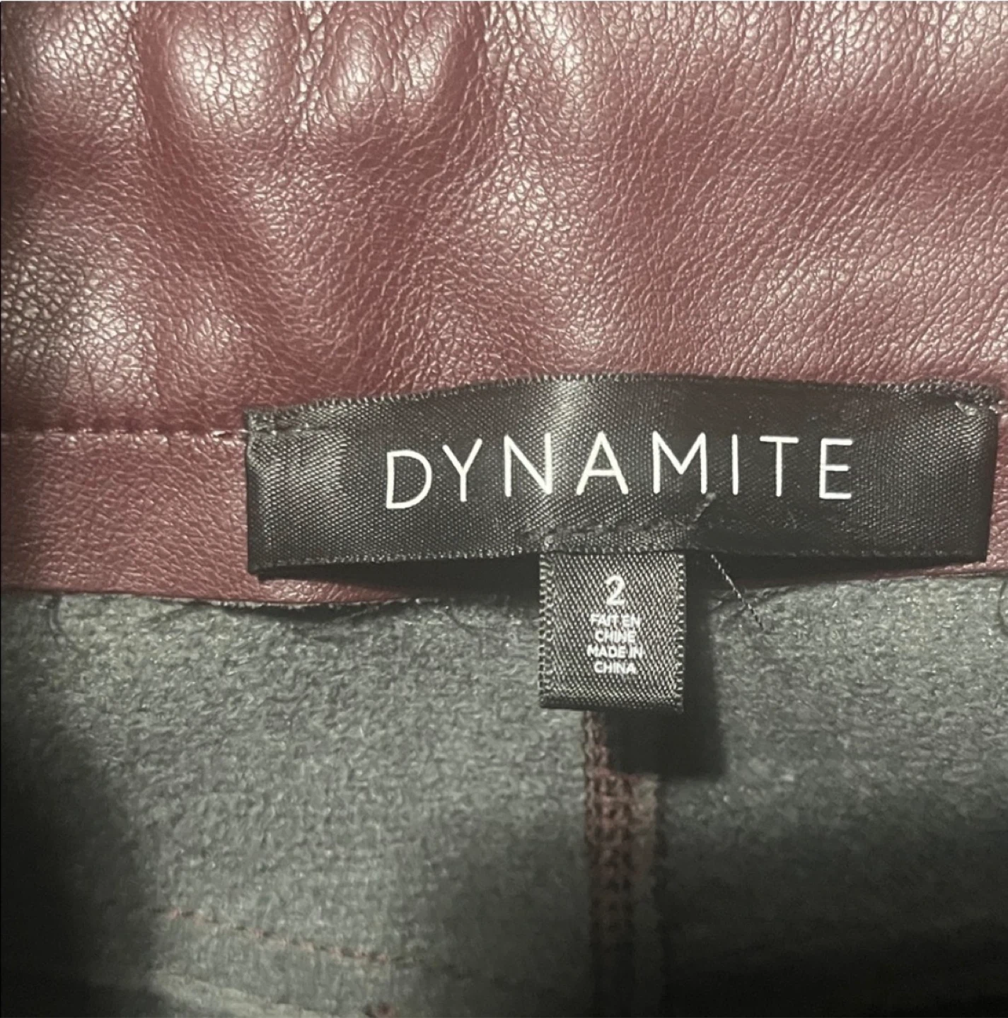 Dynamite Burgundy Faux Leather Pants Size 2 - photo 3