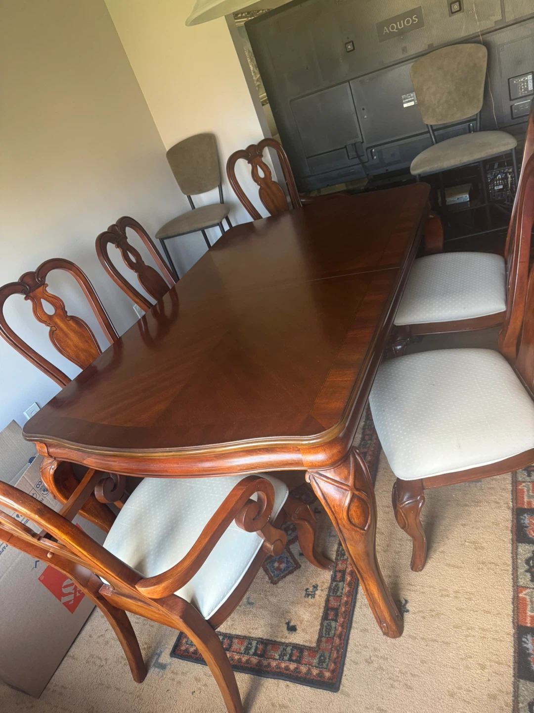 Wooden Dining Table Set with 6 Chairs