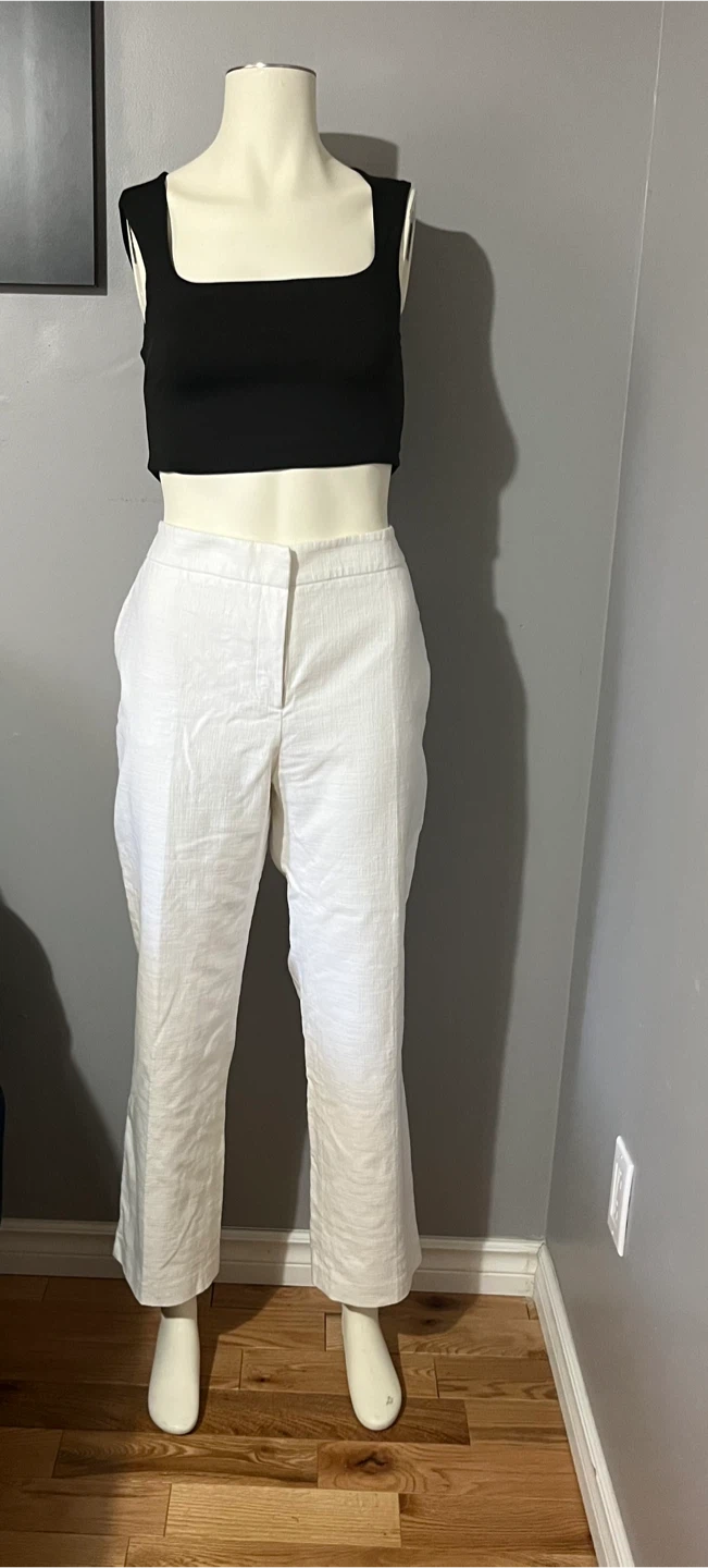 Viyella White Linen Blend Cropped Pants size 14