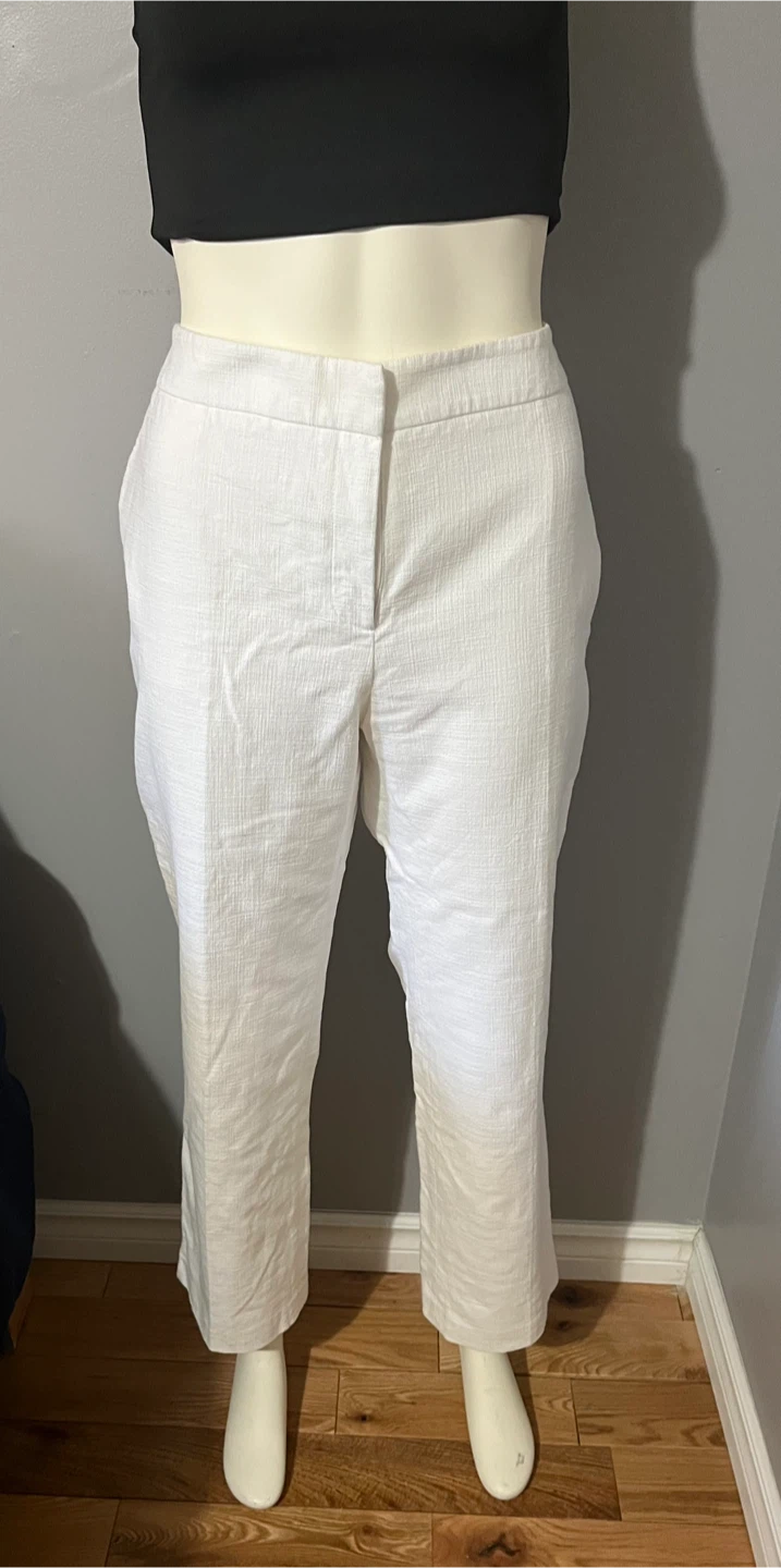 Viyella White Linen Blend Cropped Pants size 14 - photo 2