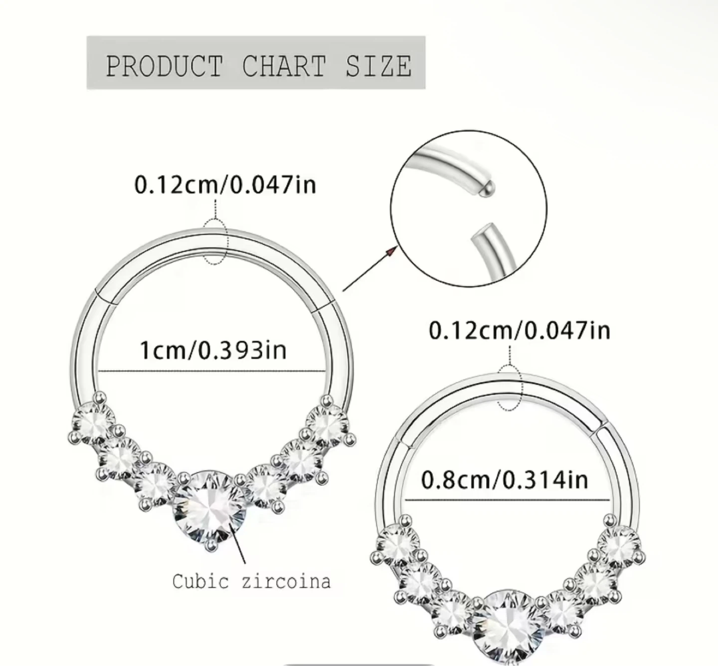 Cubic Zirconia Septum Earring - photo 3