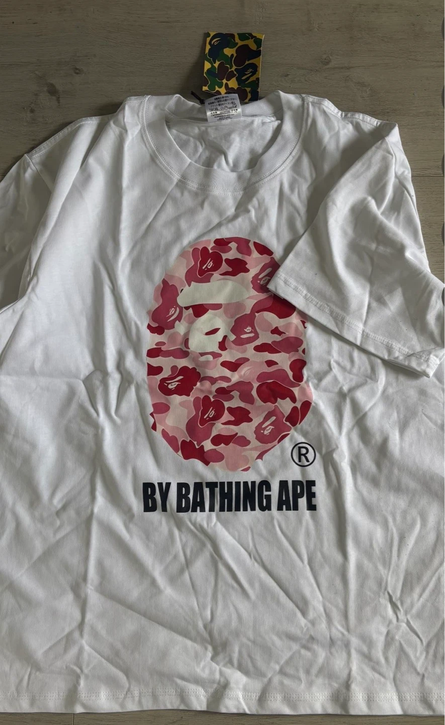 Bathing Ape White T-Shirt Pink Camo Ape Head