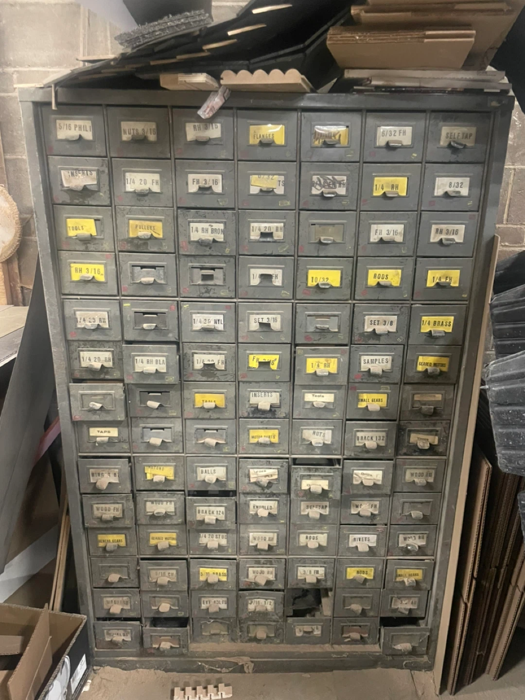 Vintage Metal Parts Cabinet with Drawers