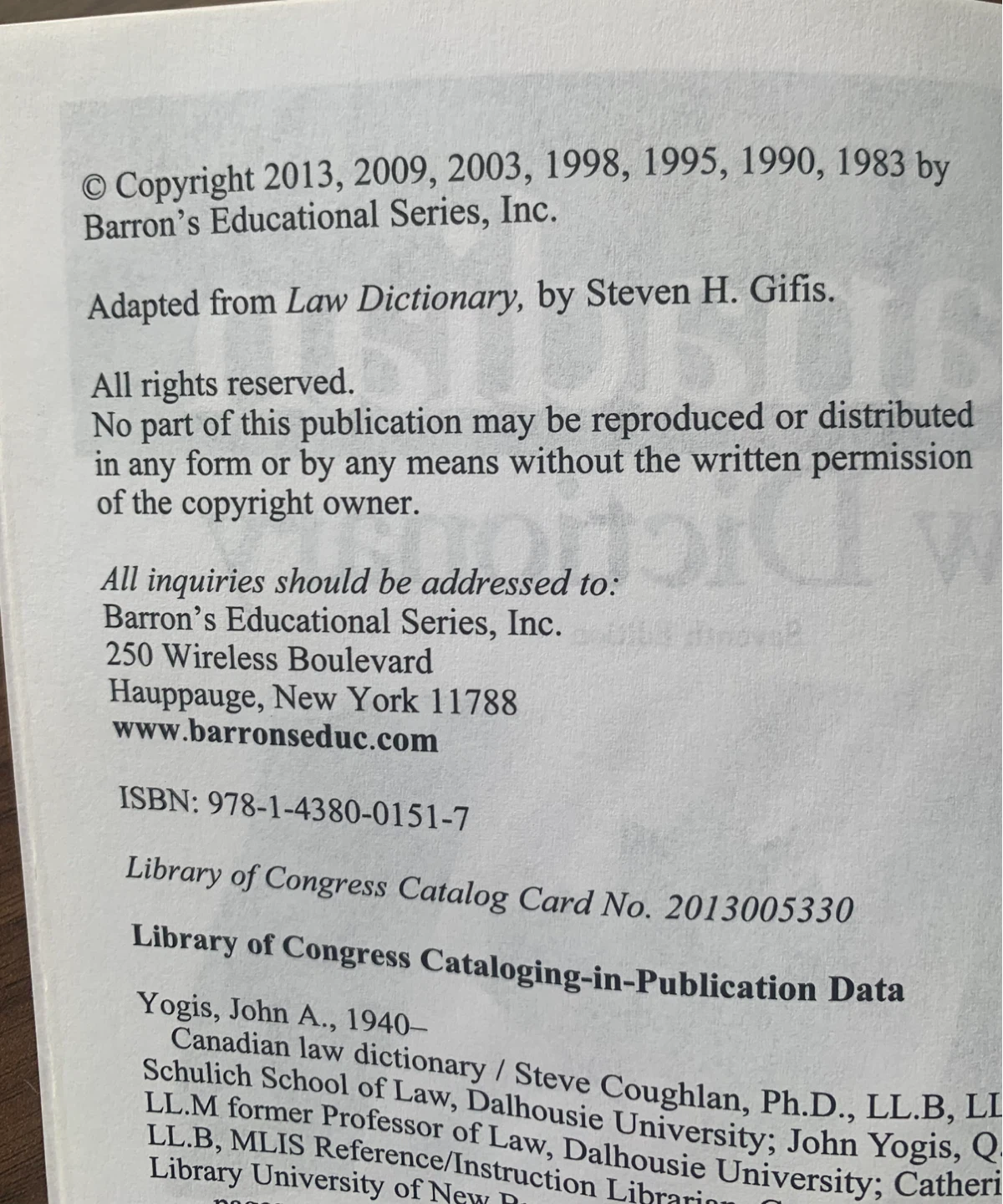 Canadian Law Dictionary Seventh Edition - photo 4