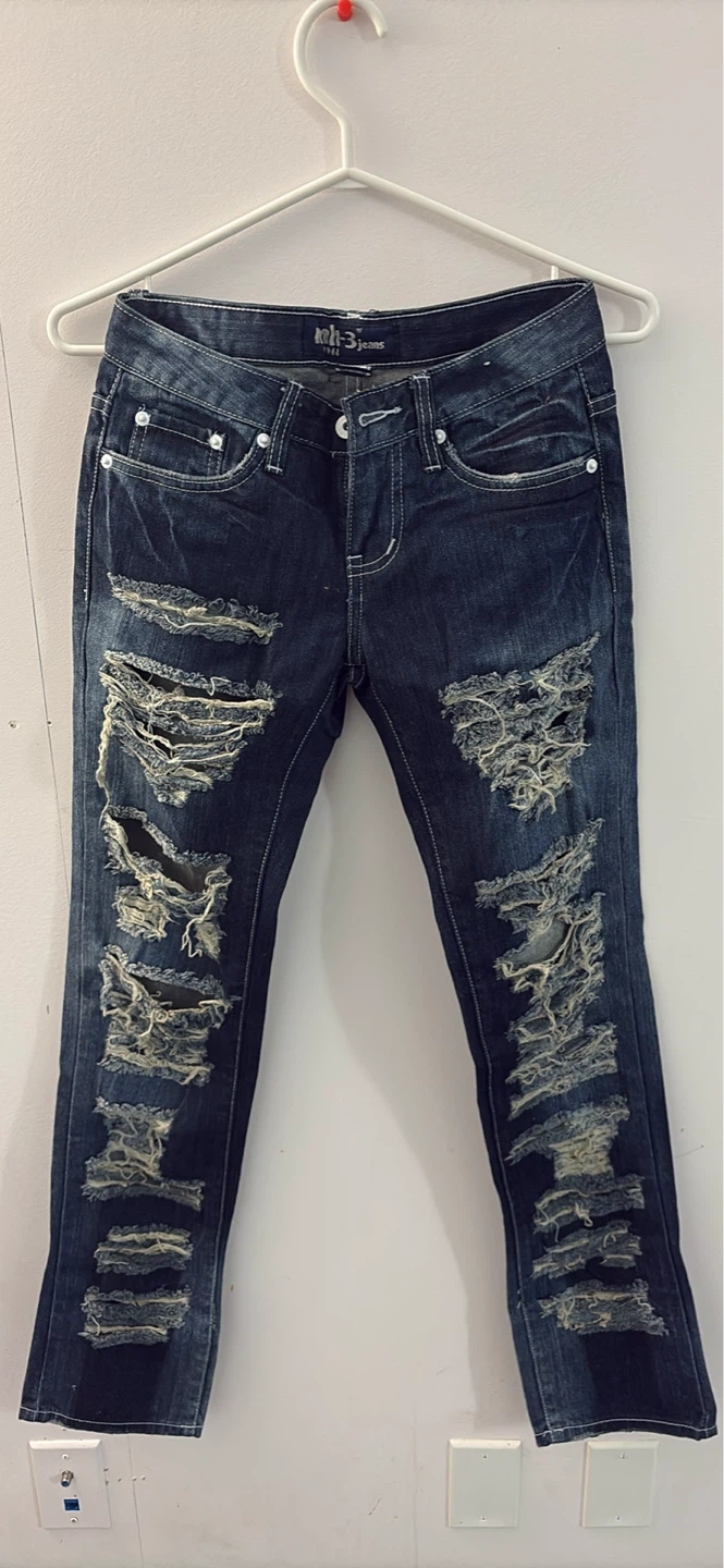 MH-3 Jeans Distressed Denim Pants