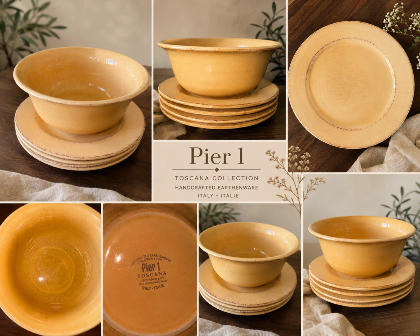 Pier 1 Toscana Collection Handcrafted Earthenware Set