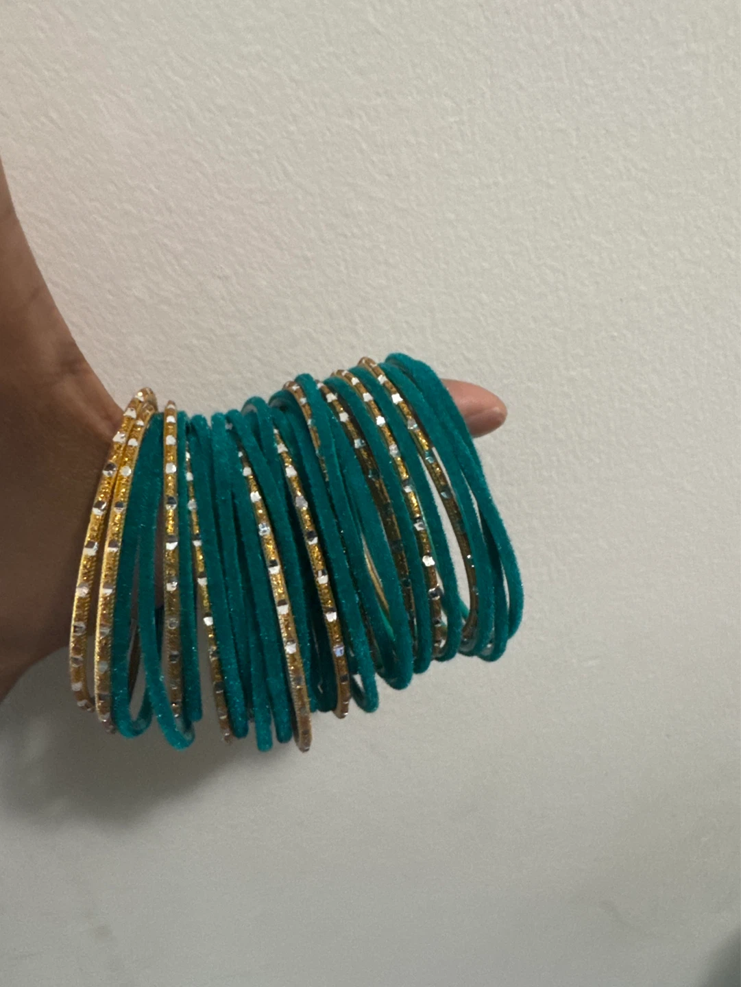 Teal Glitter Bangles with Gold Accents - photo 2