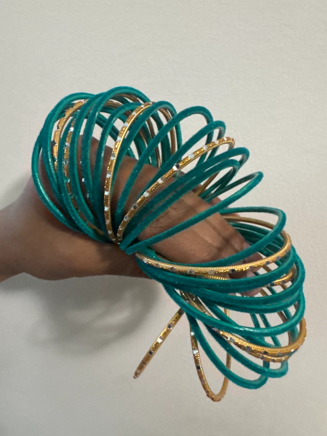 Teal Glitter Bangles with Gold Accents - photo 3