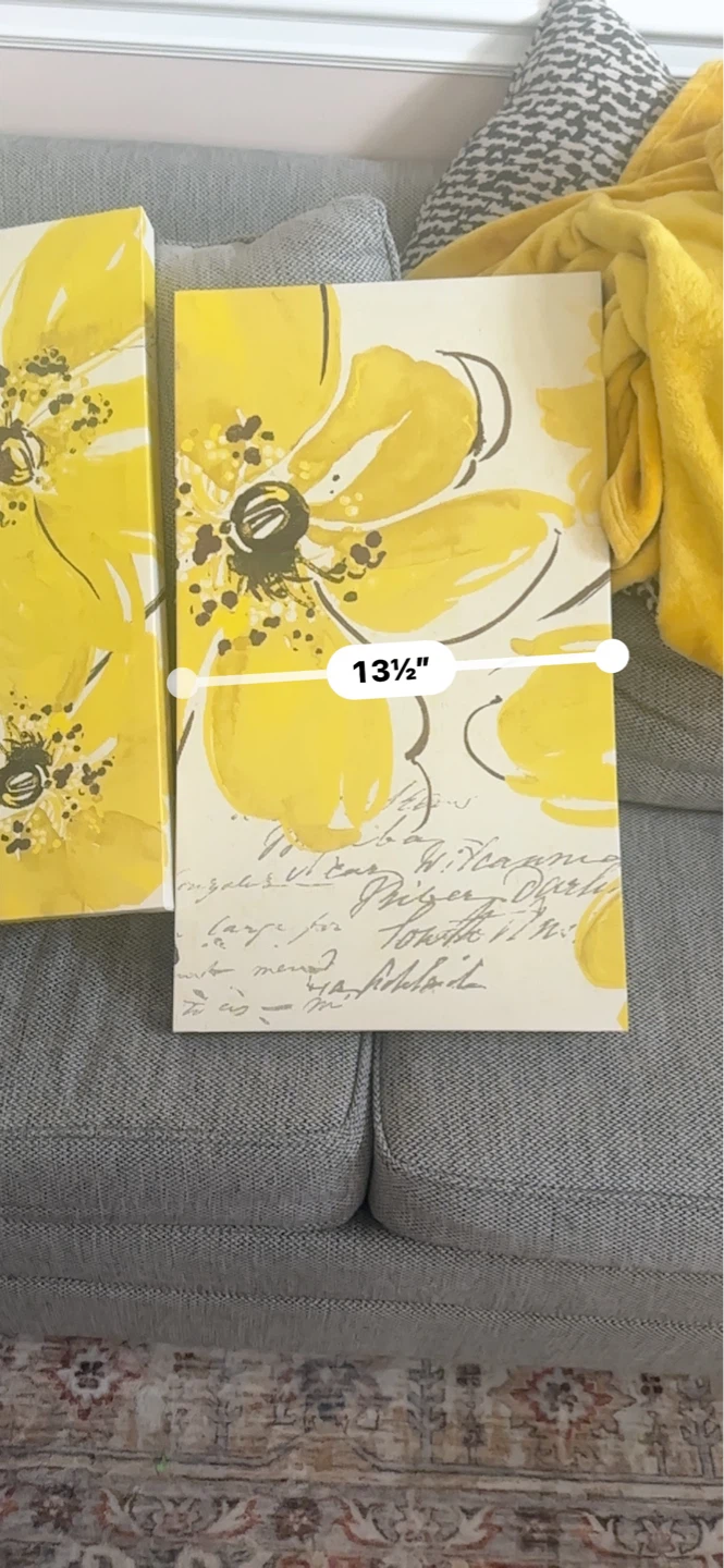 Set of 3 Yellow Floral Canvas Wall Art - photo 2