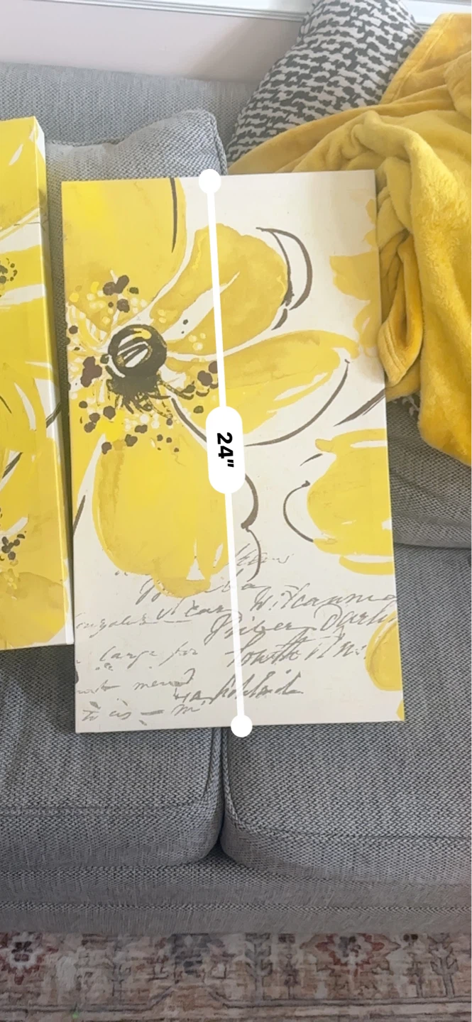 Set of 3 Yellow Floral Canvas Wall Art - photo 3