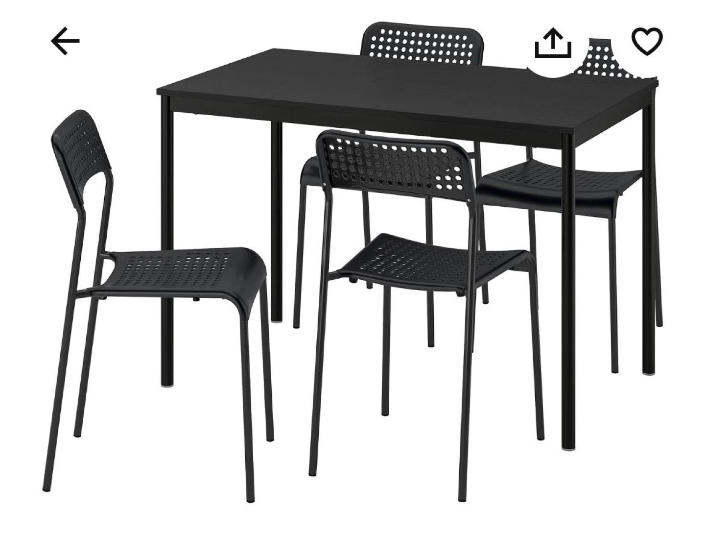 IKEA Black Dining Table and Chairs Set