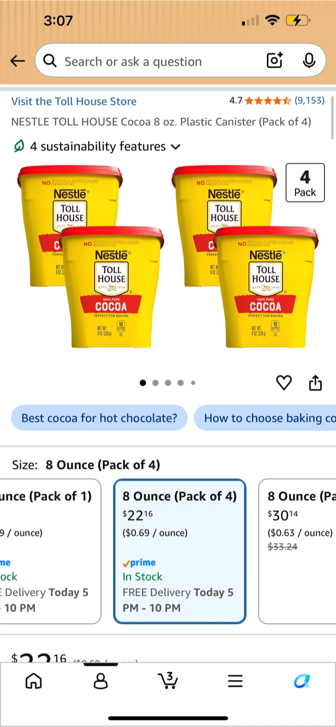 NEW UNOPENED Nestle Toll House Cocoa  (Pack of 4) - photo 2