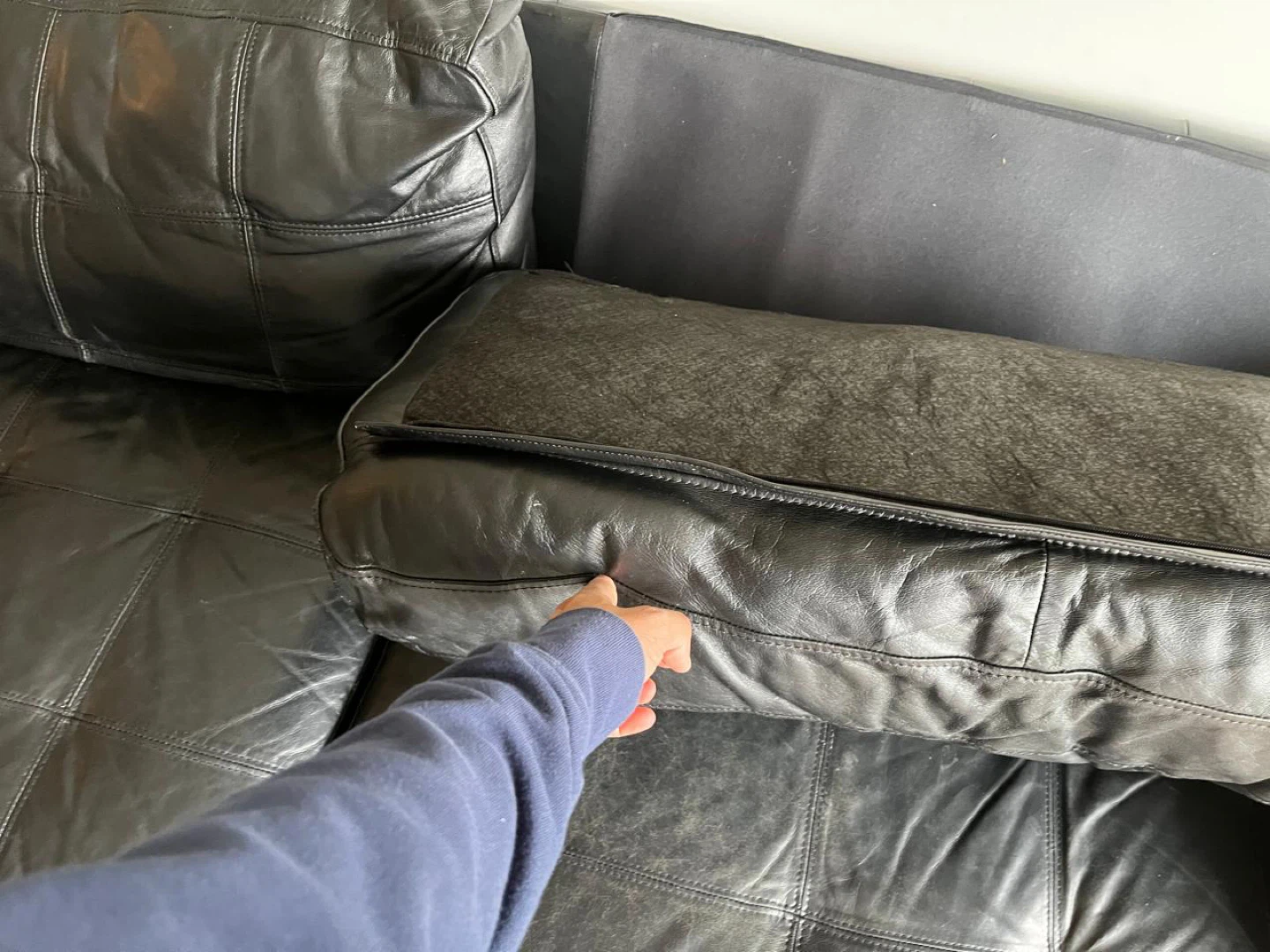 Black Leather Couch - photo 5