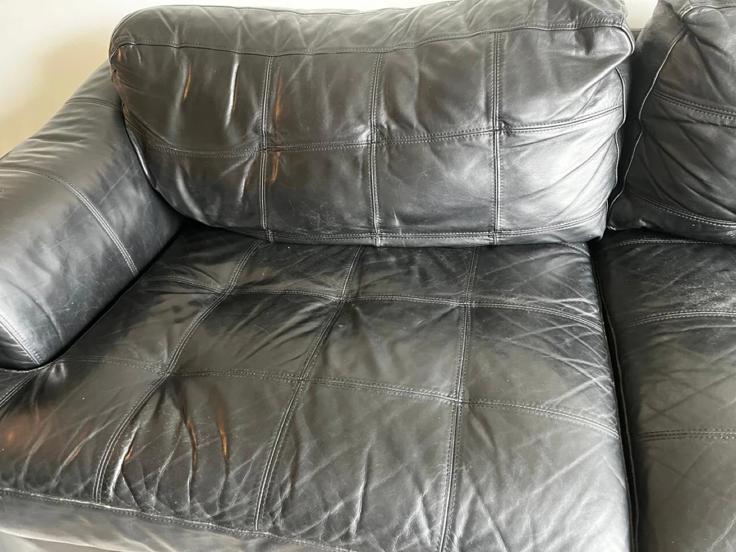 Black Leather Couch - photo 3