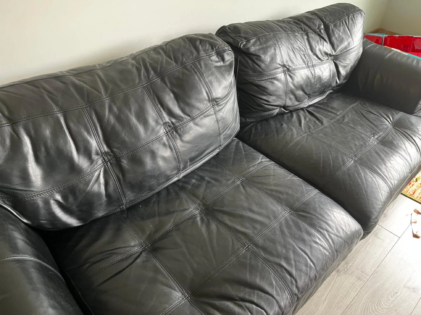 Black Leather Couch - photo 4