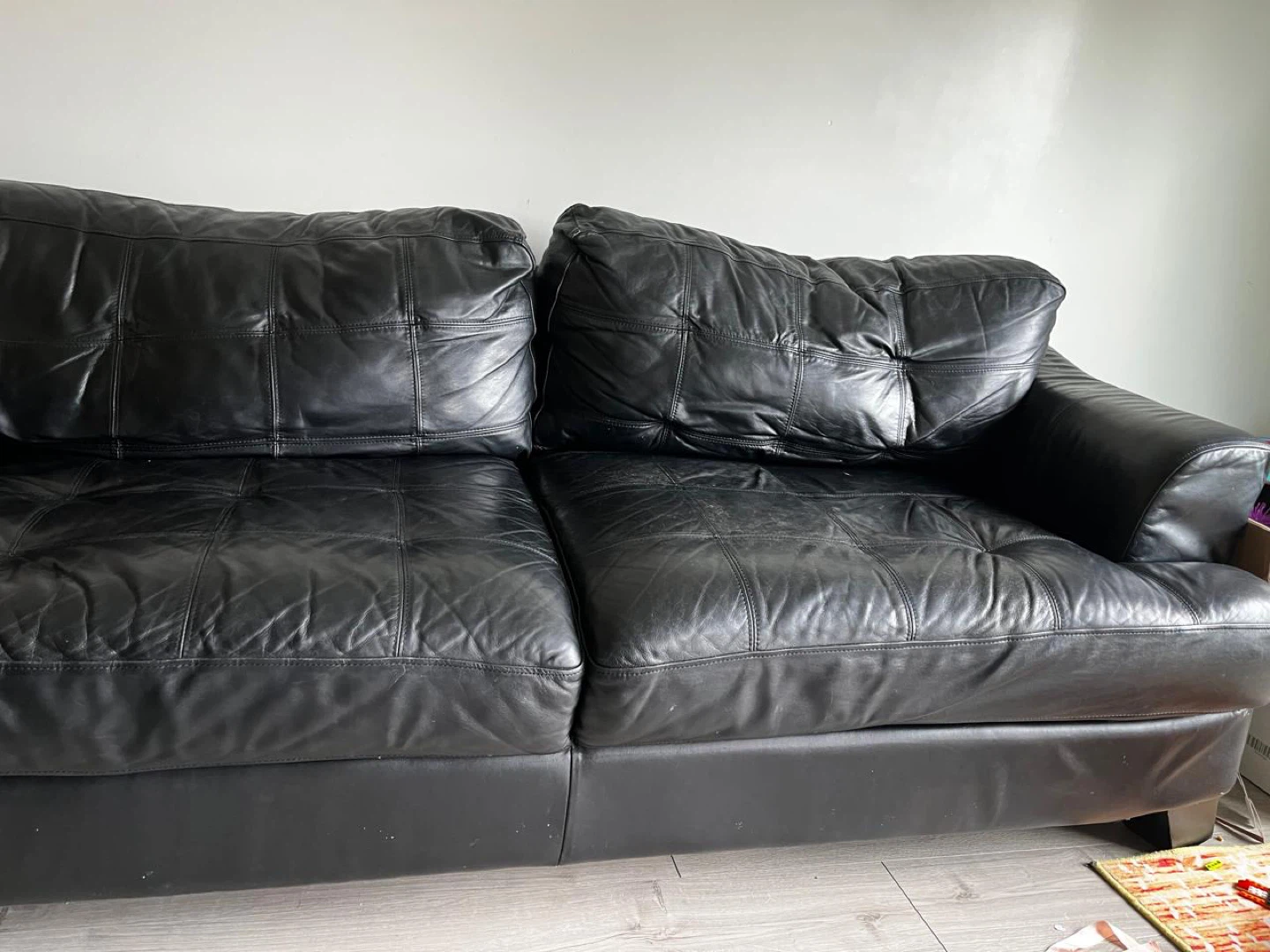 Black Leather Couch - photo 2