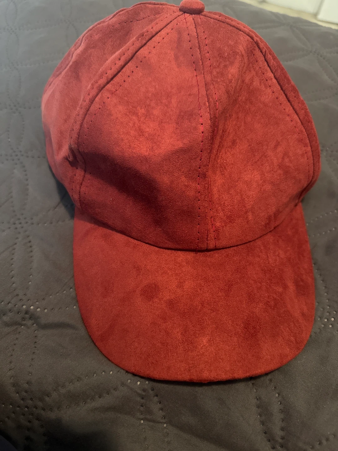 Red Suede Baseball Cap