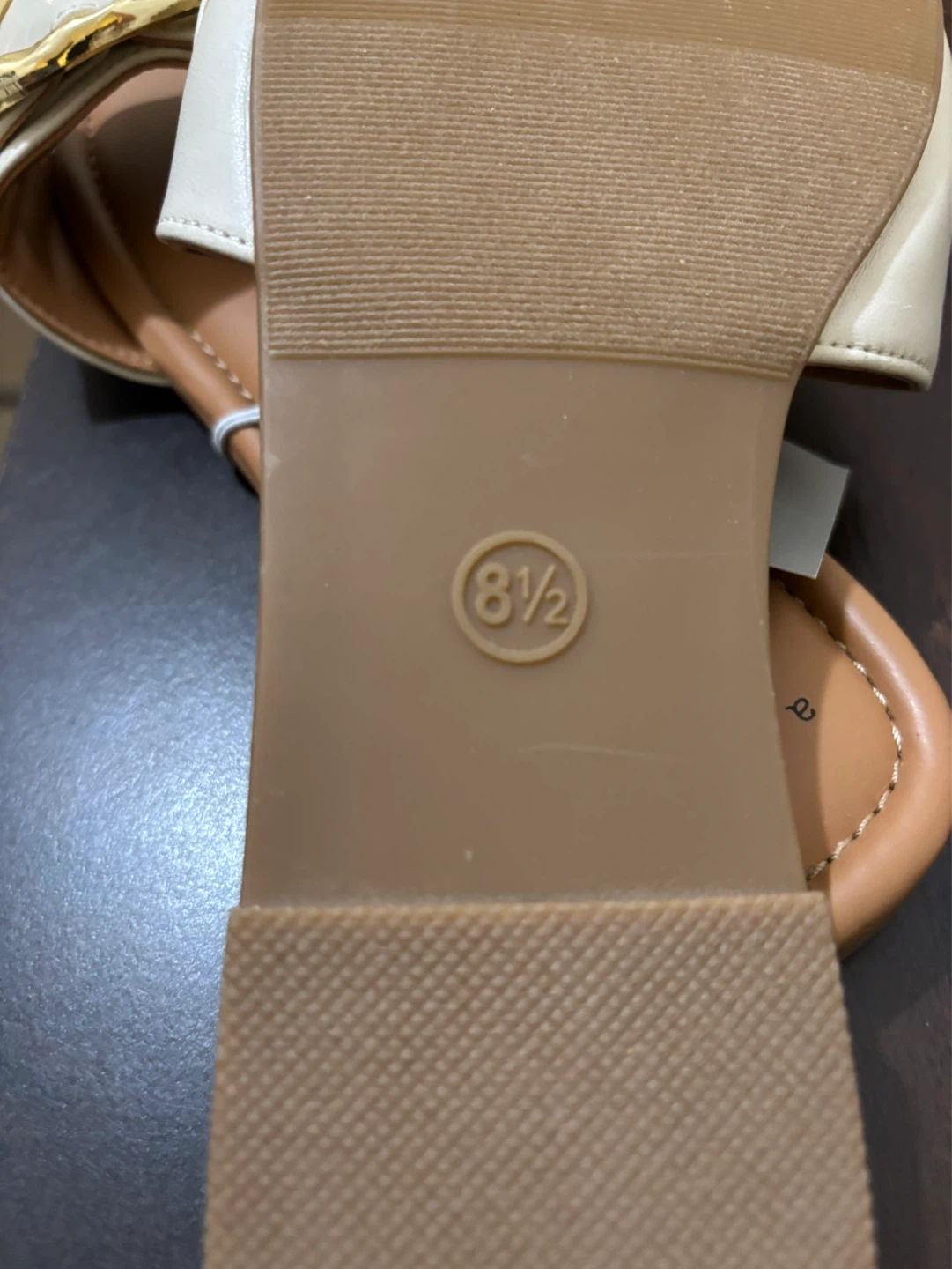 NEW-A New Day Cream Faux Leather Slide Sandals - photo 2
