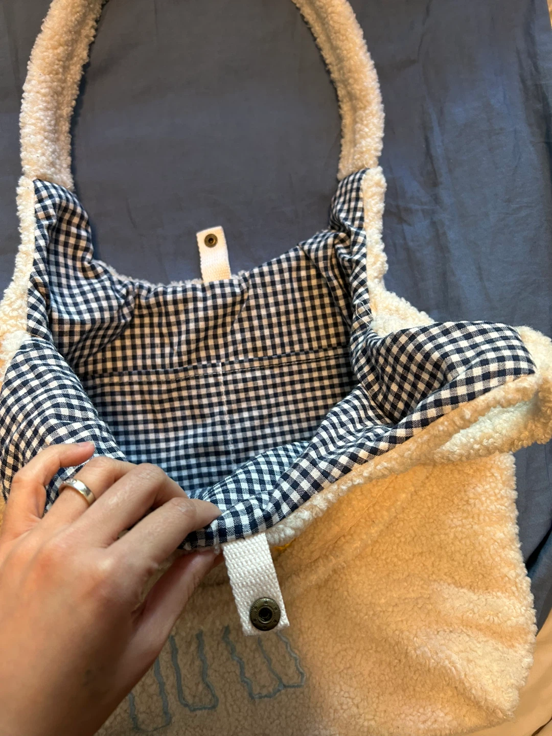 Cream Tote Bag with Lamb Embroidery - photo 2