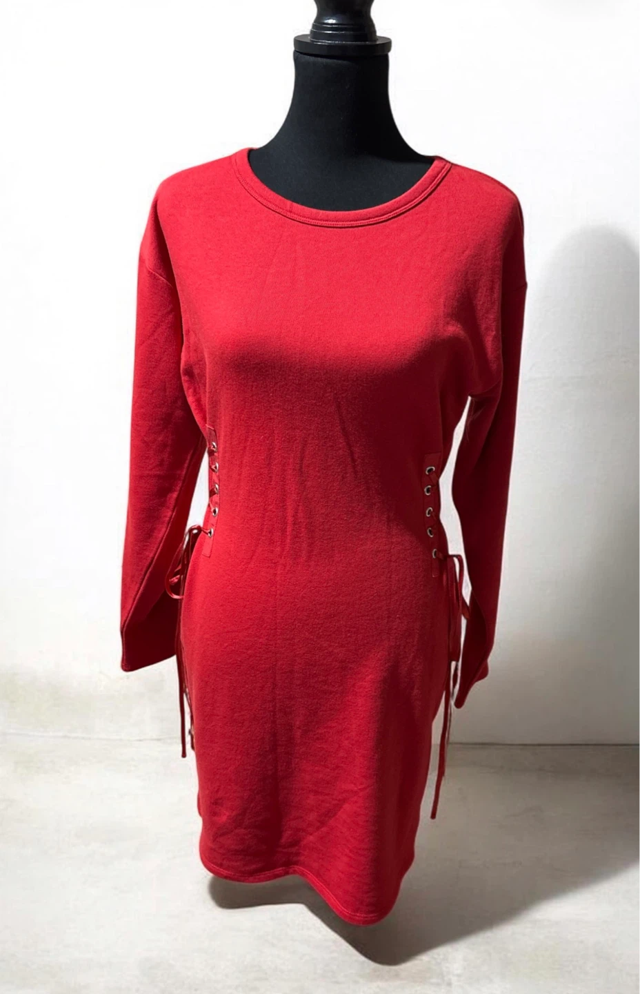Red Lace-Up Dress