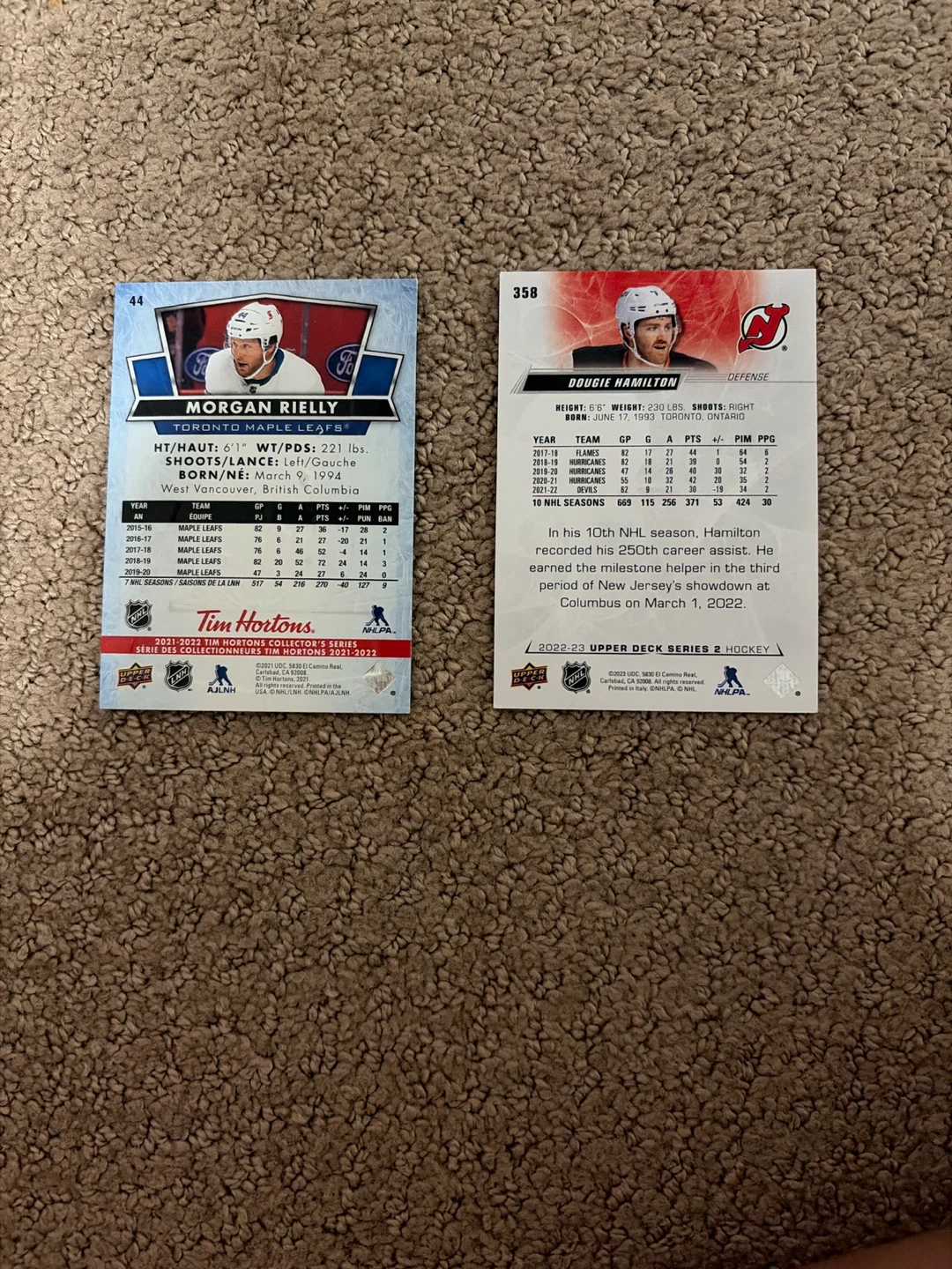 Upper Deck Hockey Cards - Morgan Rielly & Dougie Hamilton - photo 2