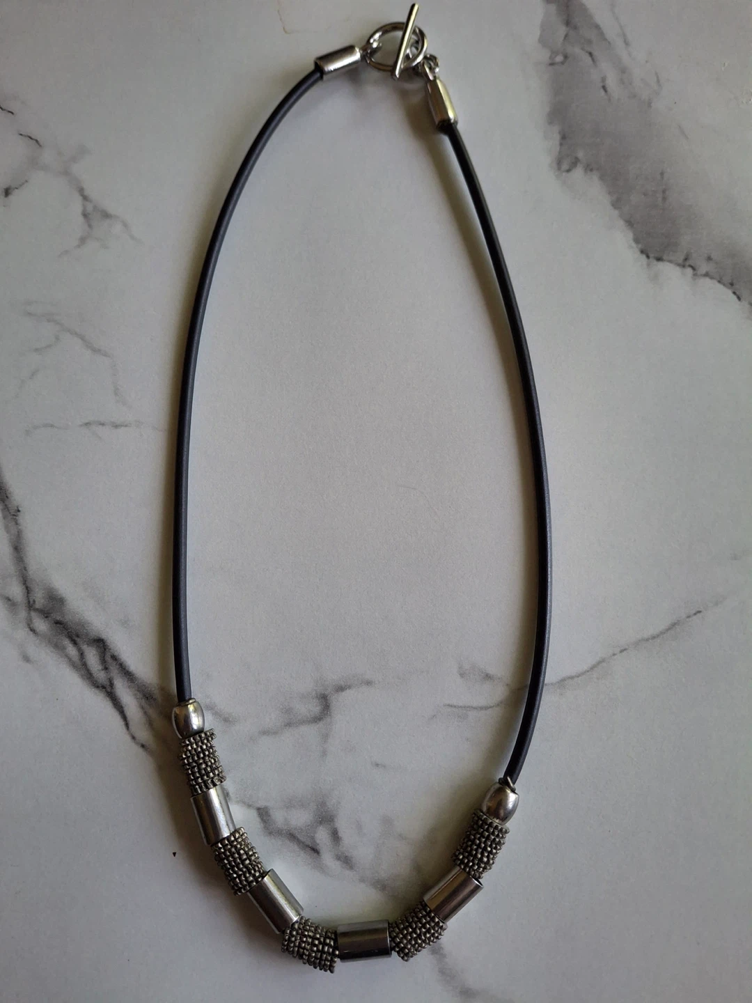 Silver toned beaded necklace - photo 2
