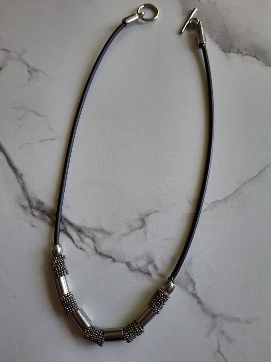 Silver toned beaded necklace - photo 5
