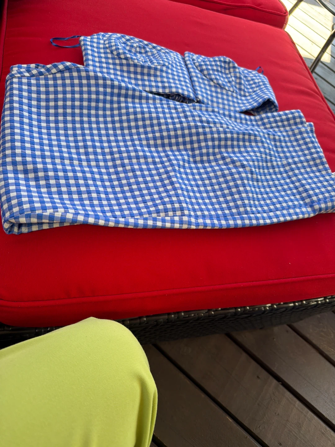 Blue Gingham Crop Top and Pants Set - photo 3