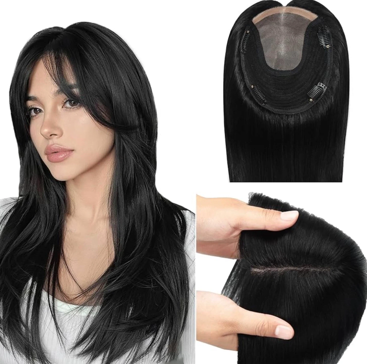 Human Hair Hair Topper 14”, Real Hair Coverage Piece